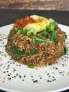 Smoky Chorizo Fried Rice with Gai Lan and Vegan Poached Egg Recipe