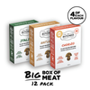 12 boxes of 'The Better Butchers' plant-based ground meat products on a white background.