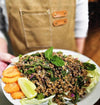 Plant-based Thai larb made with The Better Butchers ground, fresh mint, cilantro, and red onion, served with lettuce cups, carrot, and lime