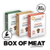 Six boxes of plant-based ground meat with branding and flavor labels on a white background.