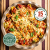 Baked pasta bake topped with melted cheese and basil, made with The Better Butchers Italian plant-based ground.